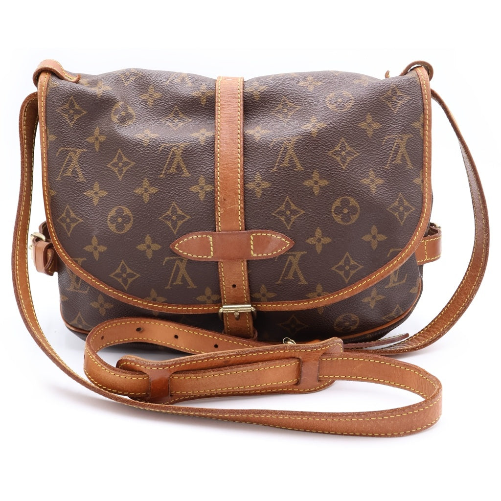 LOUIS VUITTON(ルイヴィトン) モノグラム ソミュール30 ショルダーバッグ ブラウン レザー×PVC M42256 ゴールド金具
