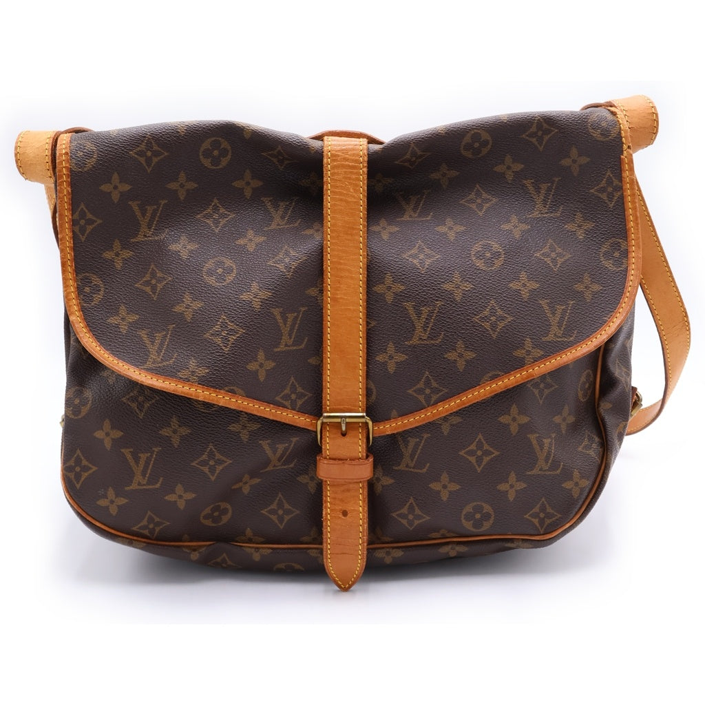 LOUIS VUITTON(ルイヴィトン) モノグラム ソミュール35 ショルダーバッグ ブラウン レザー×PVC M42254 ゴールド金具