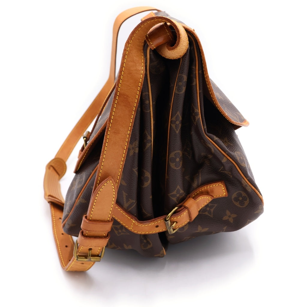 LOUIS VUITTON(ルイヴィトン) モノグラム ソミュール35 ショルダーバッグ ブラウン レザー×PVC M42254 ゴールド金具