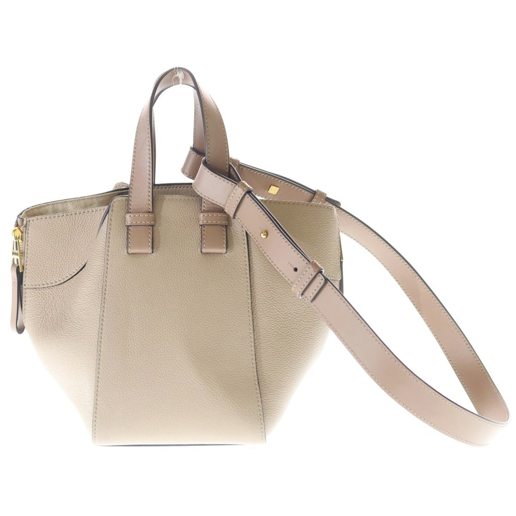 LOEWE(ロエベ) ハンモック コンパクト 2WAYハンドバッグ ショルダーバッグ ブラウン グレージュ レザー ゴールド金具 レディース
