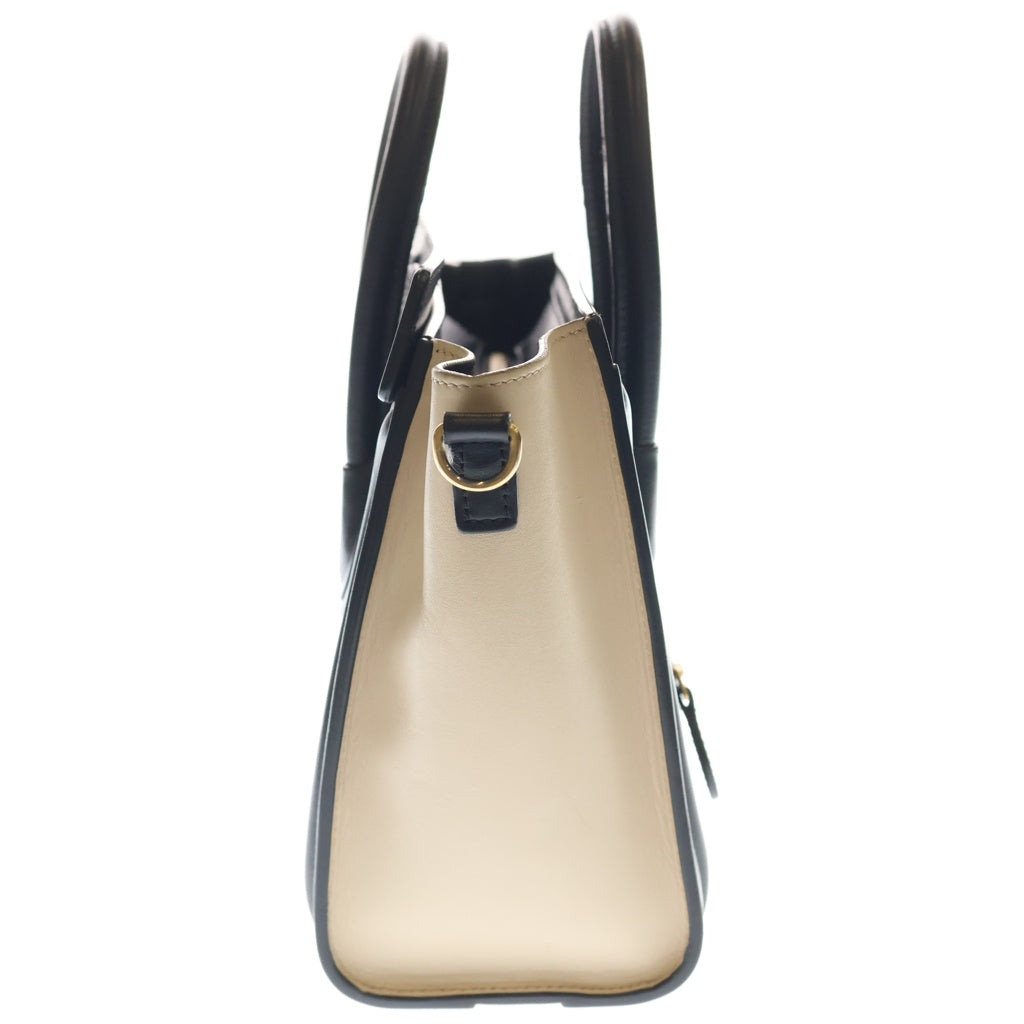 CELINE(セリーヌ) ラゲージ ナノショッパー コンビレザー 2WAY ハンド ショルダーバッグ ゴールド金具 ブラック/ベージュ レディース