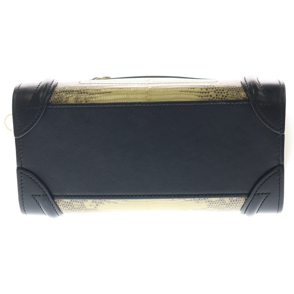 CELINE(セリーヌ) ラゲージ ナノショッパー コンビレザー 2WAY ハンド ショルダーバッグ ゴールド金具 ブラック/ベージュ レディース