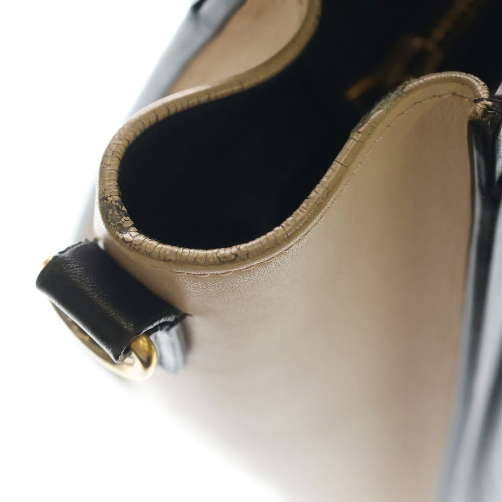CELINE(セリーヌ) ラゲージ ナノショッパー コンビレザー 2WAY ハンド ショルダーバッグ ゴールド金具 ブラック/ベージュ レディース