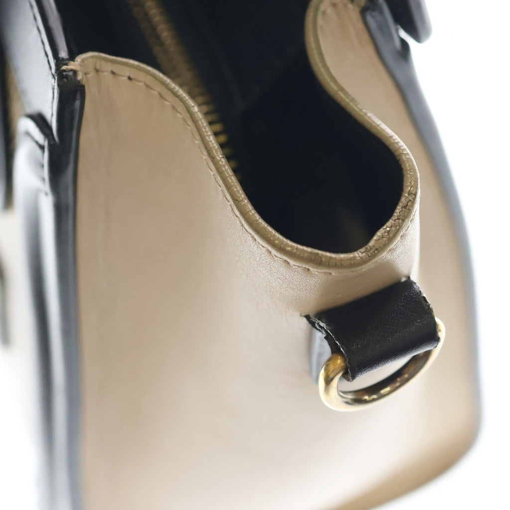 CELINE(セリーヌ) ラゲージ ナノショッパー コンビレザー 2WAY ハンド ショルダーバッグ ゴールド金具 ブラック/ベージュ レディース