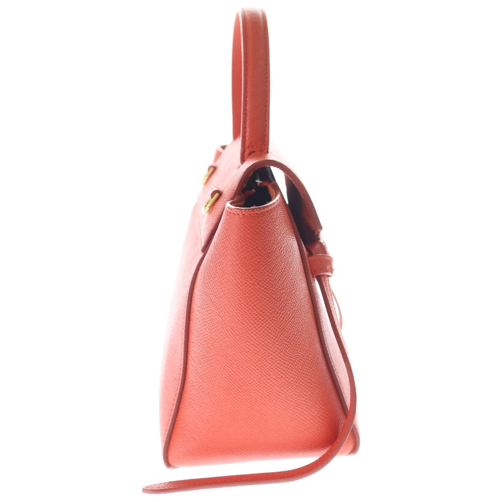 CELINE(セリーヌ) ベルトバッグ ナノ 2WAYハンドバッグ ショルダーバッグ レッド レザー ゴールド金具 レディース