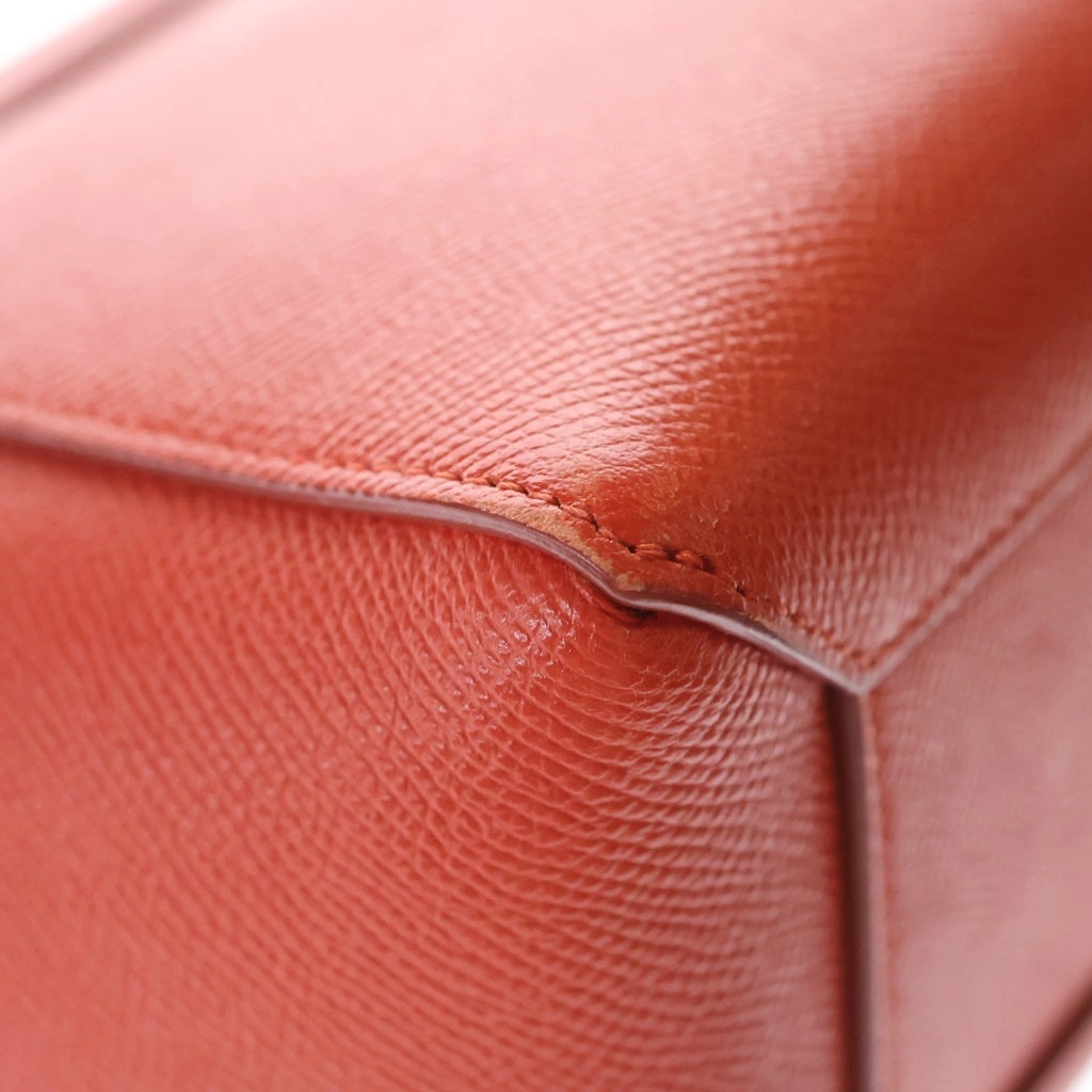 CELINE(セリーヌ) ベルトバッグ ナノ 2WAYハンドバッグ ショルダーバッグ レッド レザー ゴールド金具 レディース