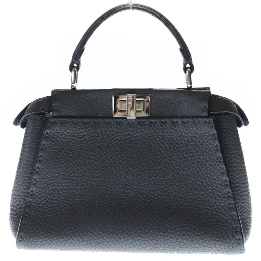 FENDI(フェンディ) ピーカブー ミニ セレリア 2WAYハンドバッグ ショルダーバッグ ダークグレー レザー 8BN244 シルバー金具 レディース