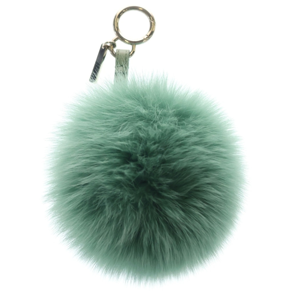 FENDI(フェンディ) ポンポンチャーム グリーン バッグチャーム キーリング シルバー金具 レディース