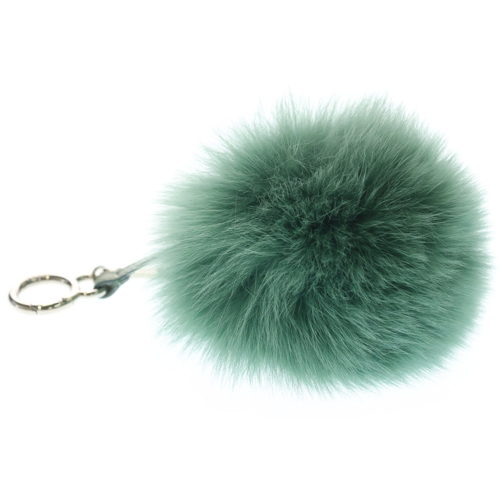 FENDI(フェンディ) ポンポンチャーム グリーン バッグチャーム キーリング シルバー金具 レディース