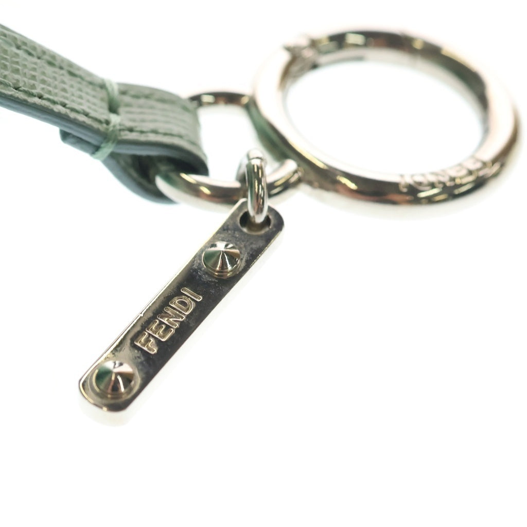 FENDI(フェンディ) ポンポンチャーム グリーン バッグチャーム キーリング シルバー金具 レディース