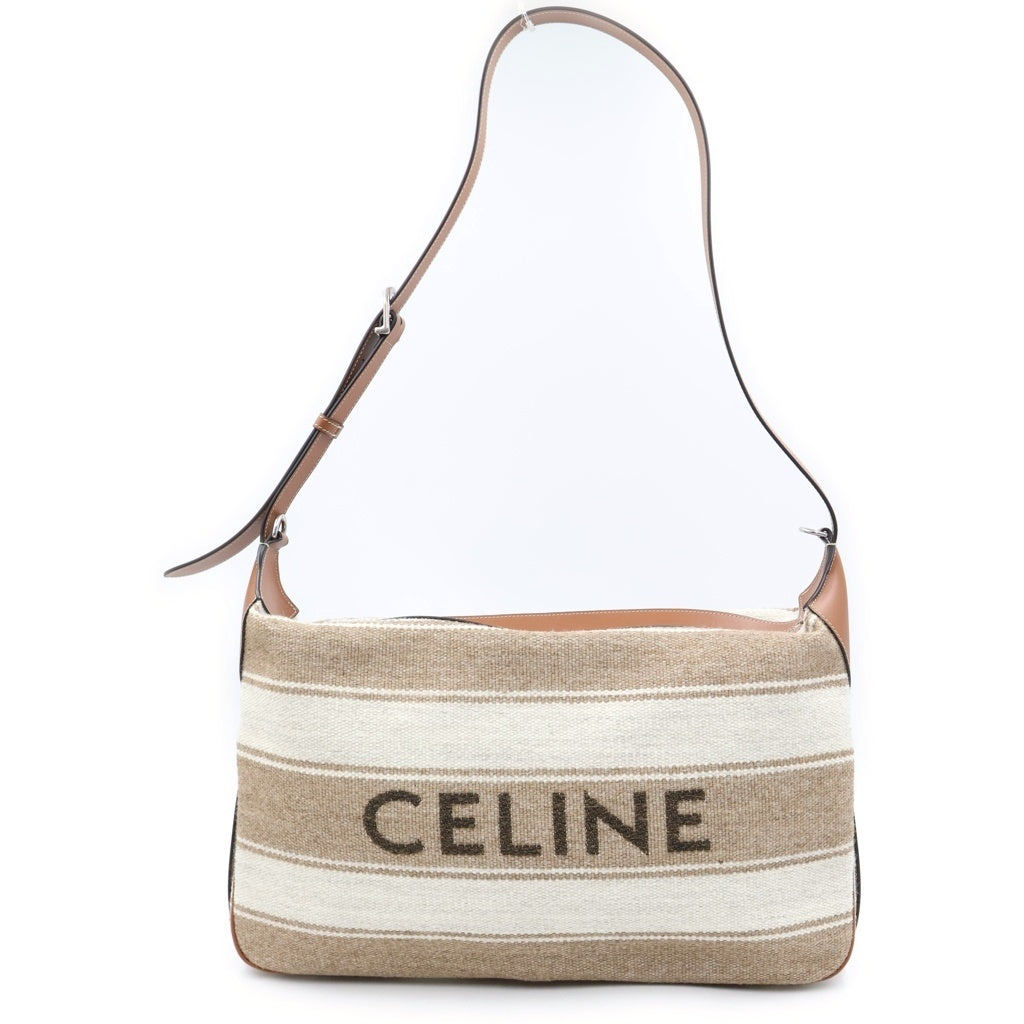 CELINE(セリーヌ) ロゴ ロミー ラージ ジャガード レザー 2WAY ショルダーバッグ ハンドバッグ ベージュ レディース