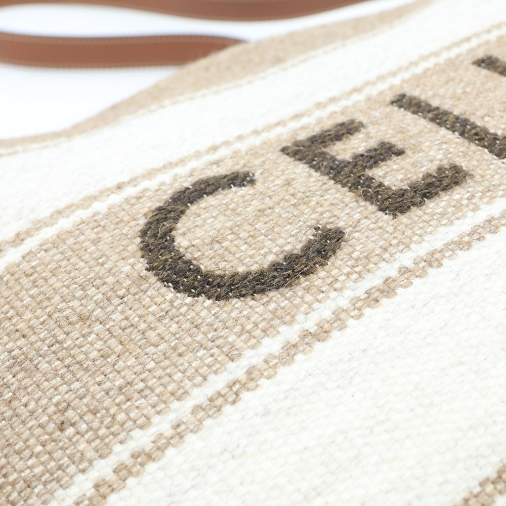 CELINE(セリーヌ) ロゴ ロミー ラージ ジャガード レザー 2WAY ショルダーバッグ ハンドバッグ ベージュ レディース