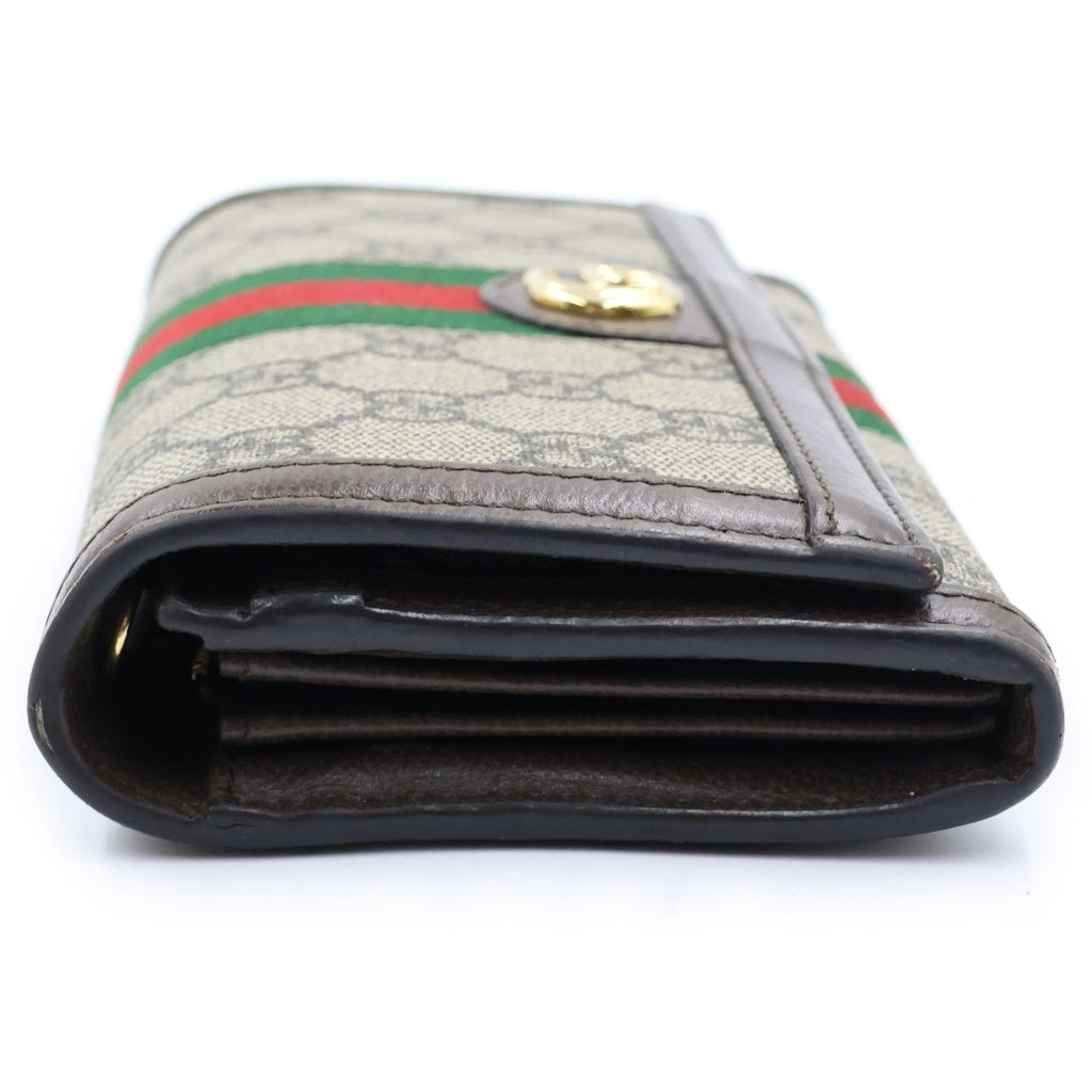 GUCCI(グッチ) オフィディア コンチネンタルウォレット ショルダーバッグ 長財布 PVC×レザー ベージュ×ブラウン 772309 レディース
