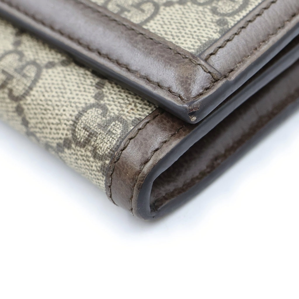 GUCCI(グッチ) オフィディア コンチネンタルウォレット ショルダーバッグ 長財布 PVC×レザー ベージュ×ブラウン 772309 レディース