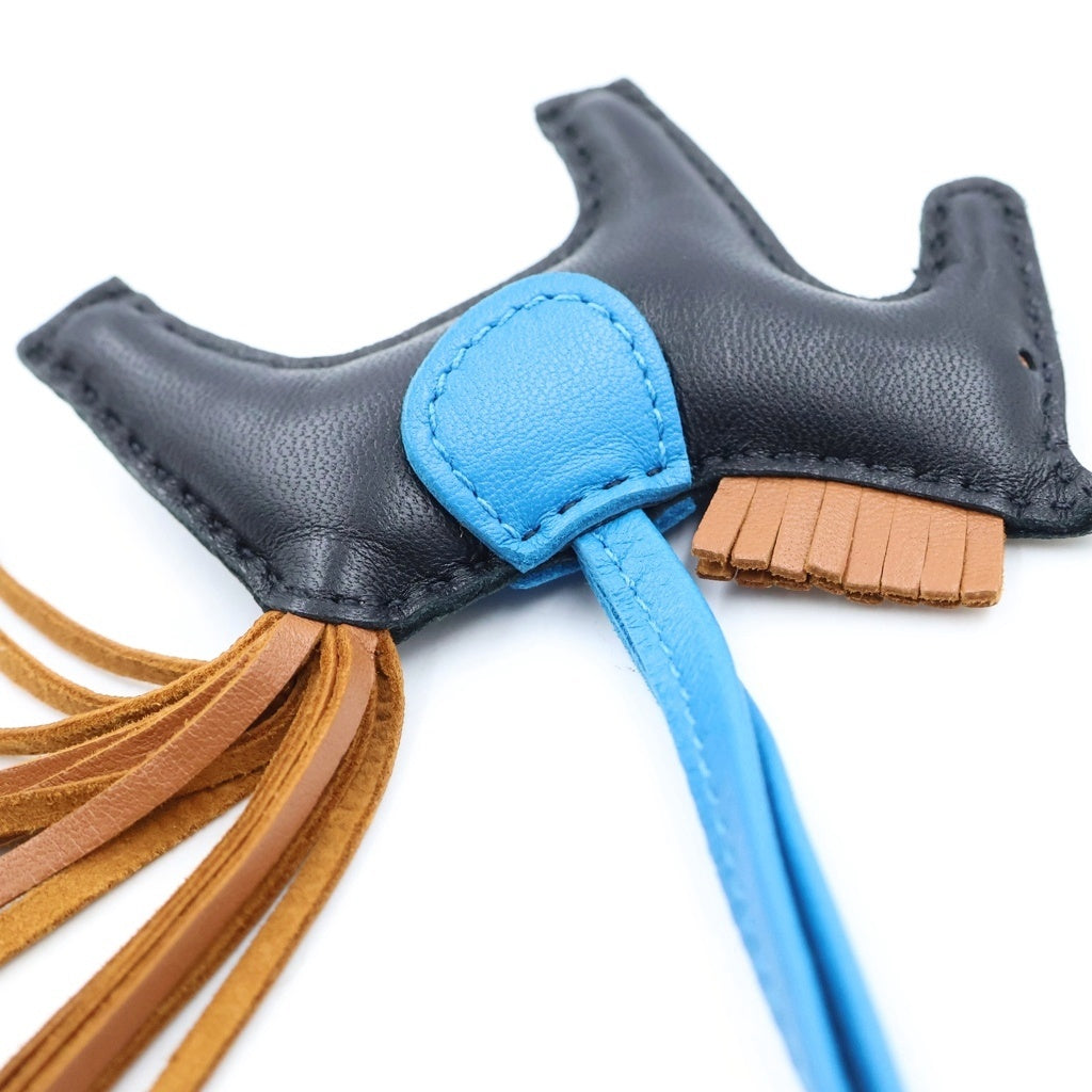 HERMES(エルメス) ロデオPM バッグチャーム ブラック×ゴールド×ブルーフリーダ Y刻印 レディース