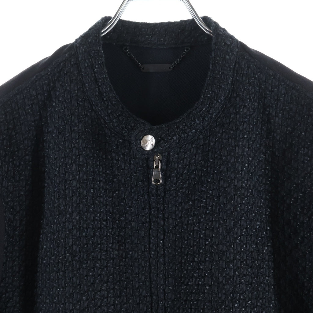 roar(ロアー) 15SS ツイード切り替え シングルライダース ジップアップジャケット ブラック 15SRB-13A レディース