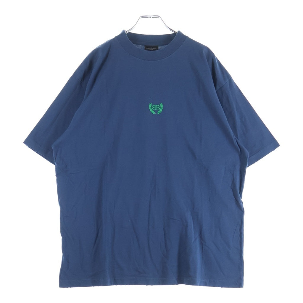 BALENCIAGA(バレンシアガ) BB Logo Tee ロゴ刺繍 クルーネック 半袖 Tシャツ カットソー ネイビー 764235 TSVC9