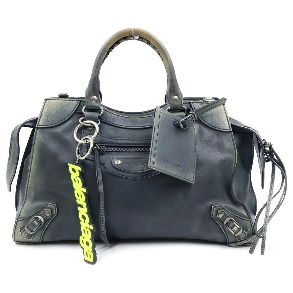 BALENCIAGA(バレンシアガ) ネオクラシックシティ ミディアム レザー ヴィンテージ加工 2WAY ハンドバッグ ショルダーバッグ ブラック 654907