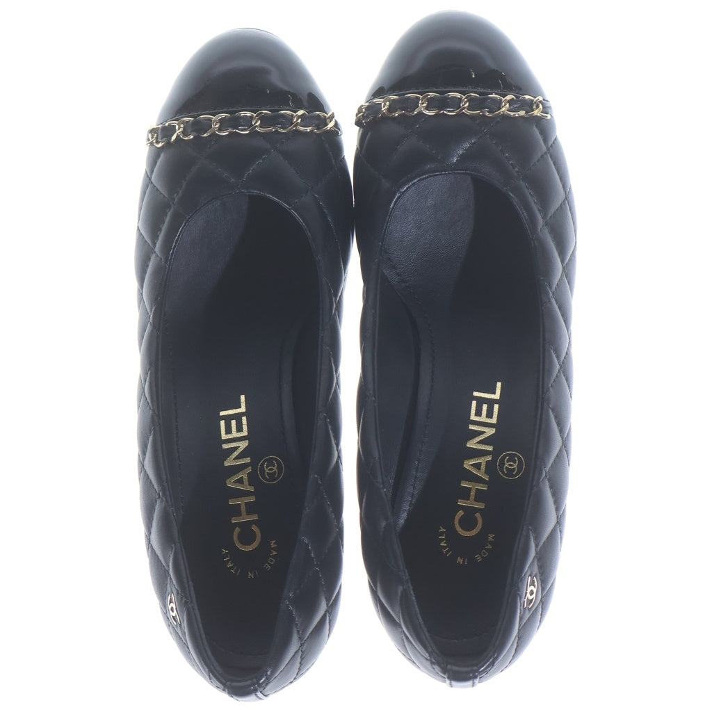 CHANEL(シャネル) CC QULITED PUMPS ココマーク マトラッセ パンプス ハイヒール ブラック ラムスキン×エナメル ゴールド金具 G32680 レディース