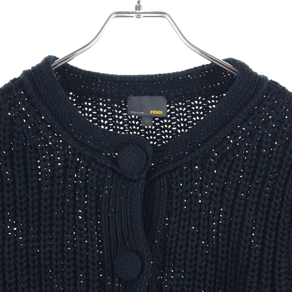 FENDI(フェンディ) カーディガン 半袖 パフスリーブ ニット ブラック コットン FZ7411 CZK レディース