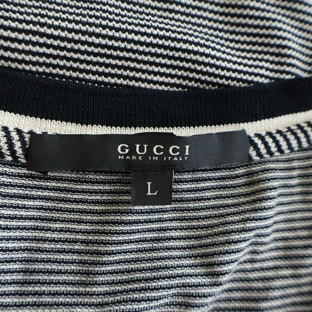 GUCCI(グッチ) ロゴタンクトップ ボーダー ホワイト×ブラック コットン 194511 レディース