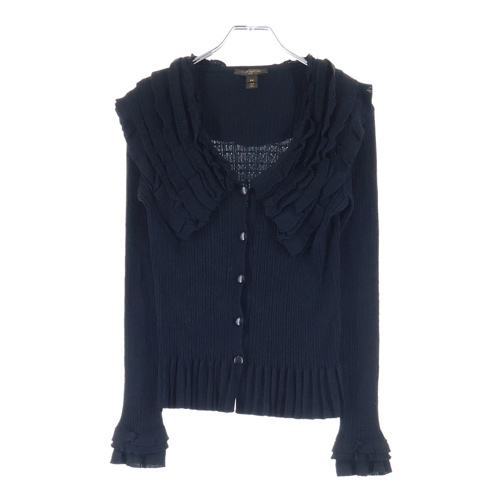 LOUIS VUITTON(ルイヴィトン) フリルニット カーディガン ブラウス ビスコース ブラック RW062A WJKC04MKB レディース
