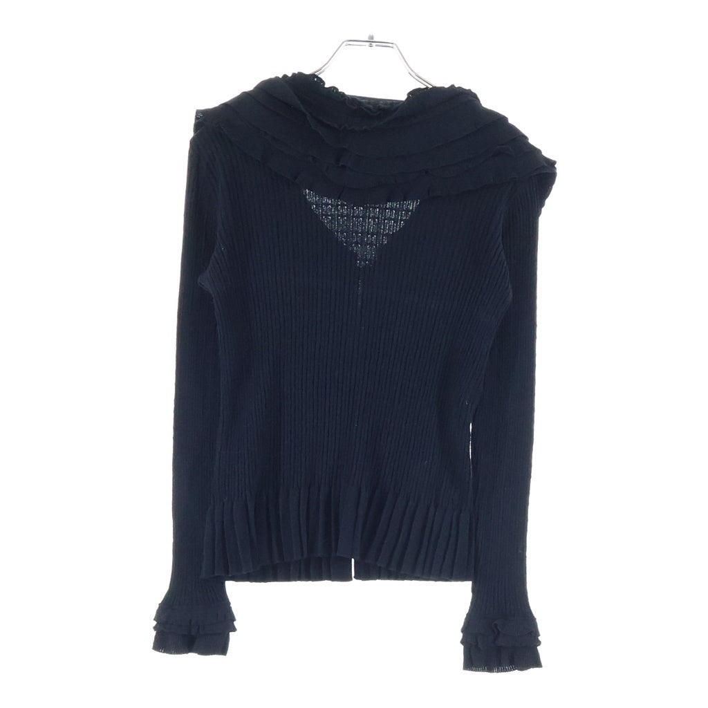 LOUIS VUITTON(ルイヴィトン) フリルニット カーディガン ブラウス ビスコース ブラック RW062A WJKC04MKB レディース