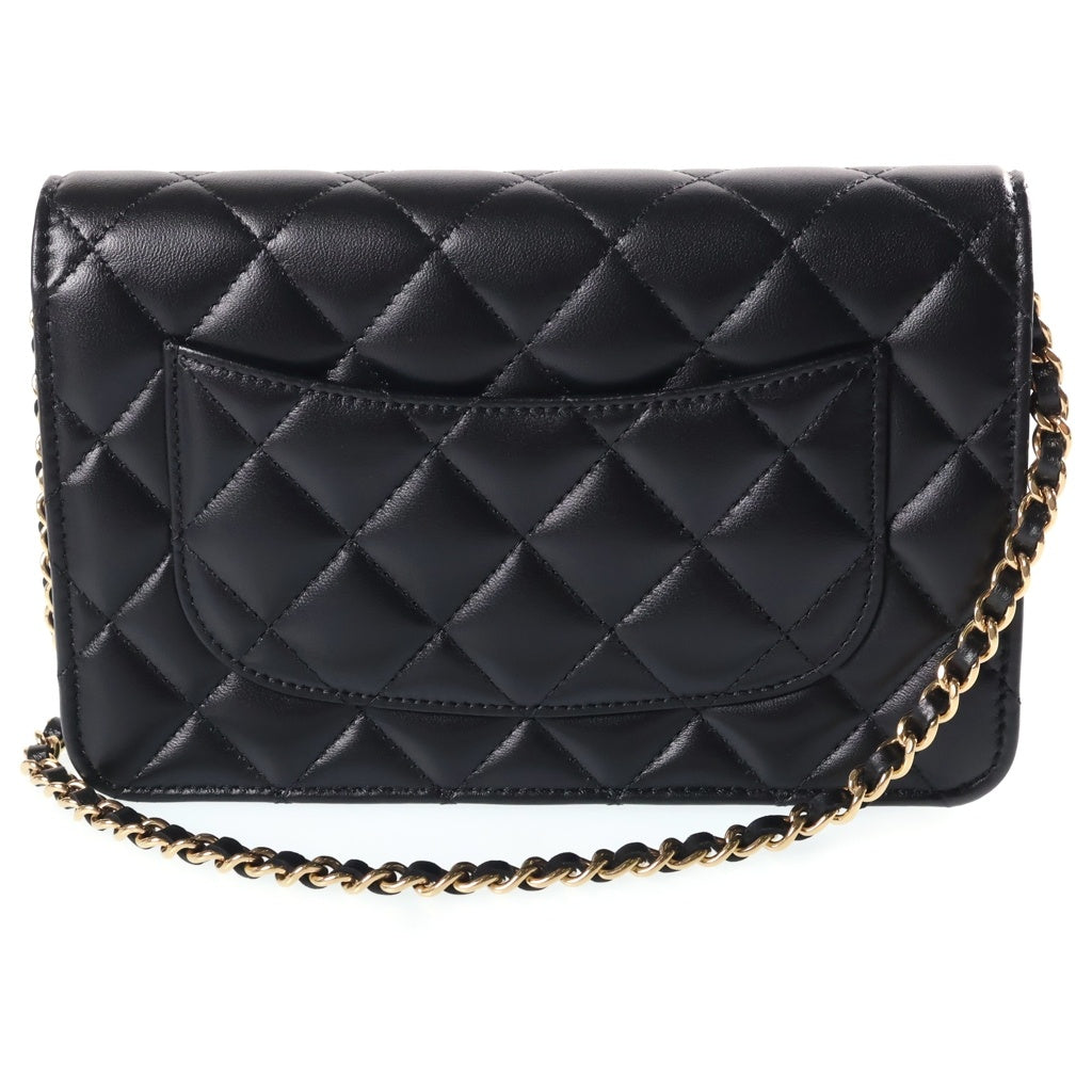 CHANEL(シャネル) マトラッセ クラシック チェーンウォレット ショルダーバッグ ブラック ラムスキン AP4241 ゴールド金具 レディース