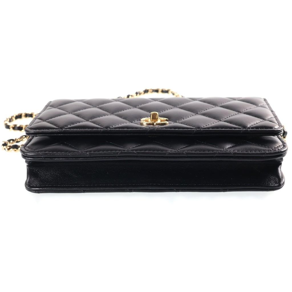 CHANEL(シャネル) マトラッセ クラシック チェーンウォレット ショルダーバッグ ブラック ラムスキン AP4241 ゴールド金具