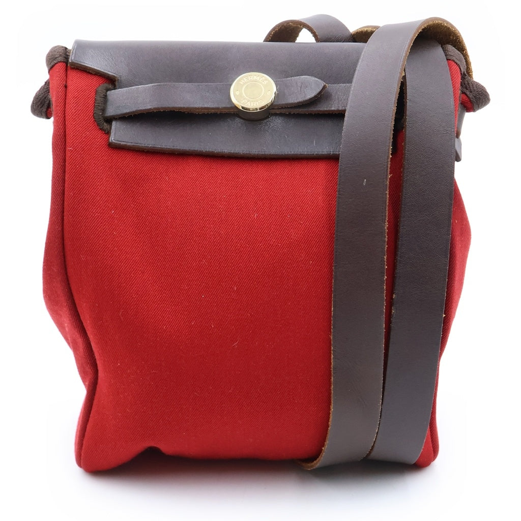HERMES(エルメス) エールバッグTPM ショルダーバッグ オレンジ×レッド×ブラウン トワルオフィシェ×カーフレザー シルバー金具 □H刻印 レディース