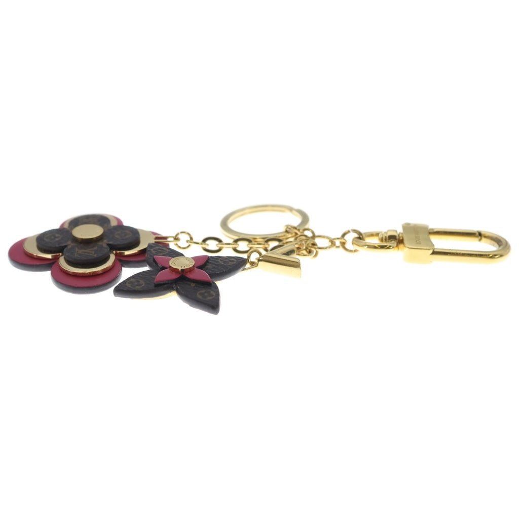 LOUIS VUITTON(ルイヴィトン) ポルトクレ ブルーミング フラワー バッグチャーム キーホルダー キーリング ゴールド×ピンク×ブラウン M63084 レディース