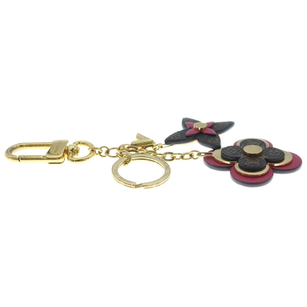 LOUIS VUITTON(ルイヴィトン) ポルトクレ ブルーミング フラワー バッグチャーム キーホルダー キーリング ゴールド×ピンク×ブラウン M63084 レディース