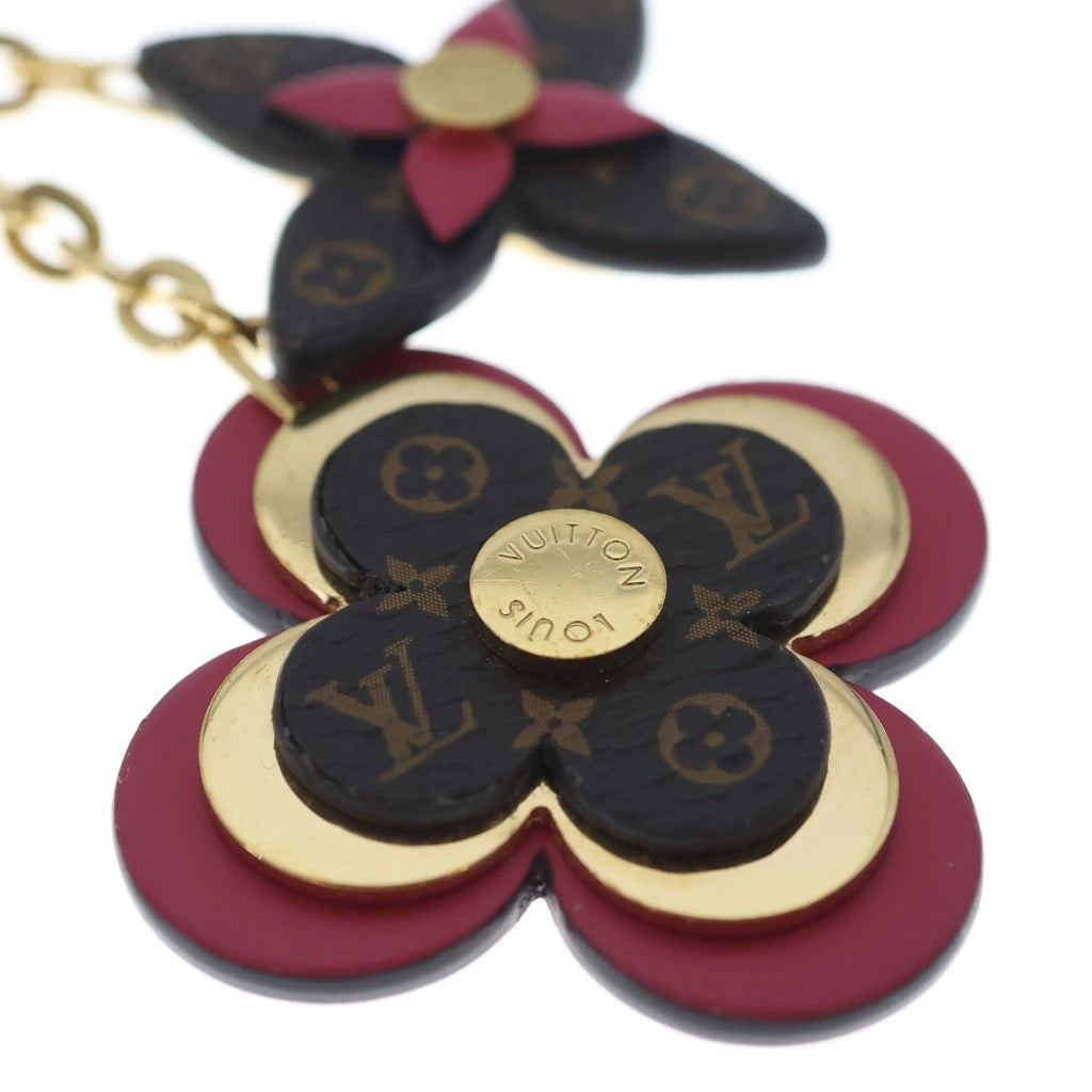 LOUIS VUITTON(ルイヴィトン) ポルトクレ ブルーミング フラワー バッグチャーム キーホルダー キーリング ゴールド×ピンク×ブラウン M63084 レディース