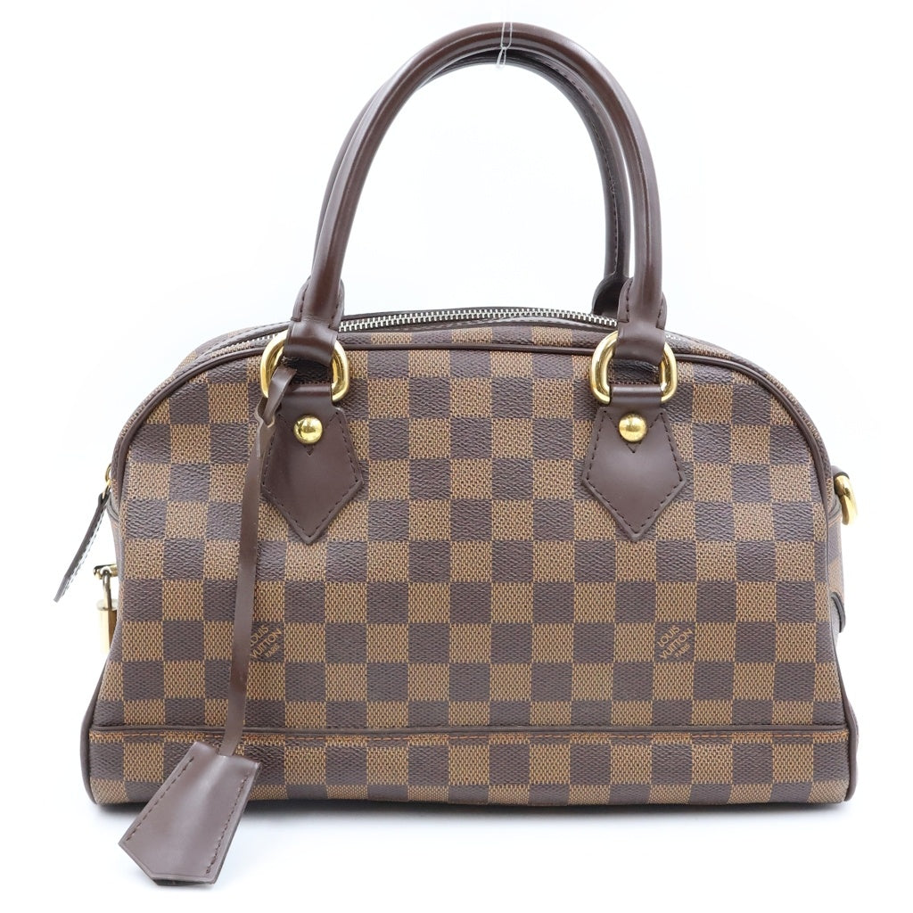 LOUIS VUITTON(ルイヴィトン) ダミエ ドゥオモ ハンドバッグ ボストンバッグ ブラウン レザー×PVC N60008 ゴールド金具