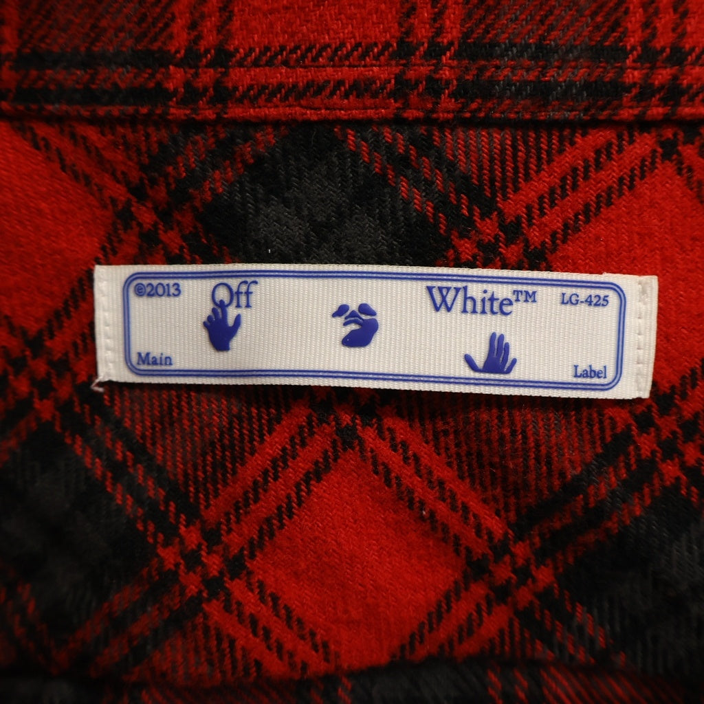 OFF-WHITE(オフホワイト) 20AW STENCIL FLANNEL CHECK SHIRT ステンシル アロー チェック フランネルシャツ レッド #L OMGA133E20FAB001
