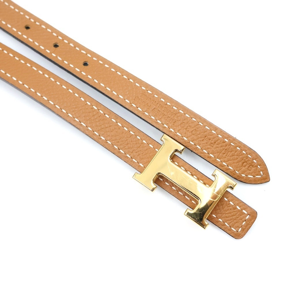 HERMES(エルメス) ミニミニ コンスタンス Hベルト ヴォーエプソン ヴォースイフト ゴールド金具 K刻印 ゴールド/ブラック レディース