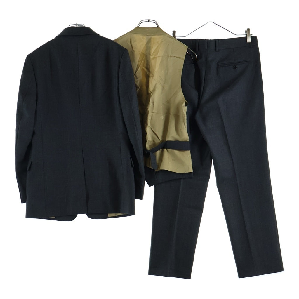 GUCCI(グッチ) 17AW GGロゴ シングルジャケット スラックスパンツ ベスト 3ピースセットアップスーツ グレー/カーキ 851U01 170/70A 7-44R
