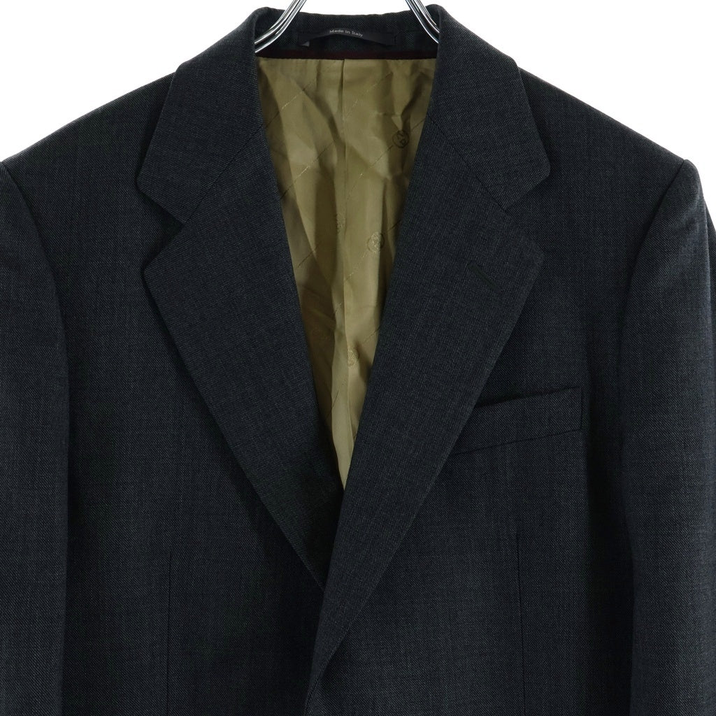 GUCCI(グッチ) 17AW GGロゴ シングルジャケット スラックスパンツ ベスト 3ピースセットアップスーツ グレー/カーキ 851U01 170/70A 7-44R