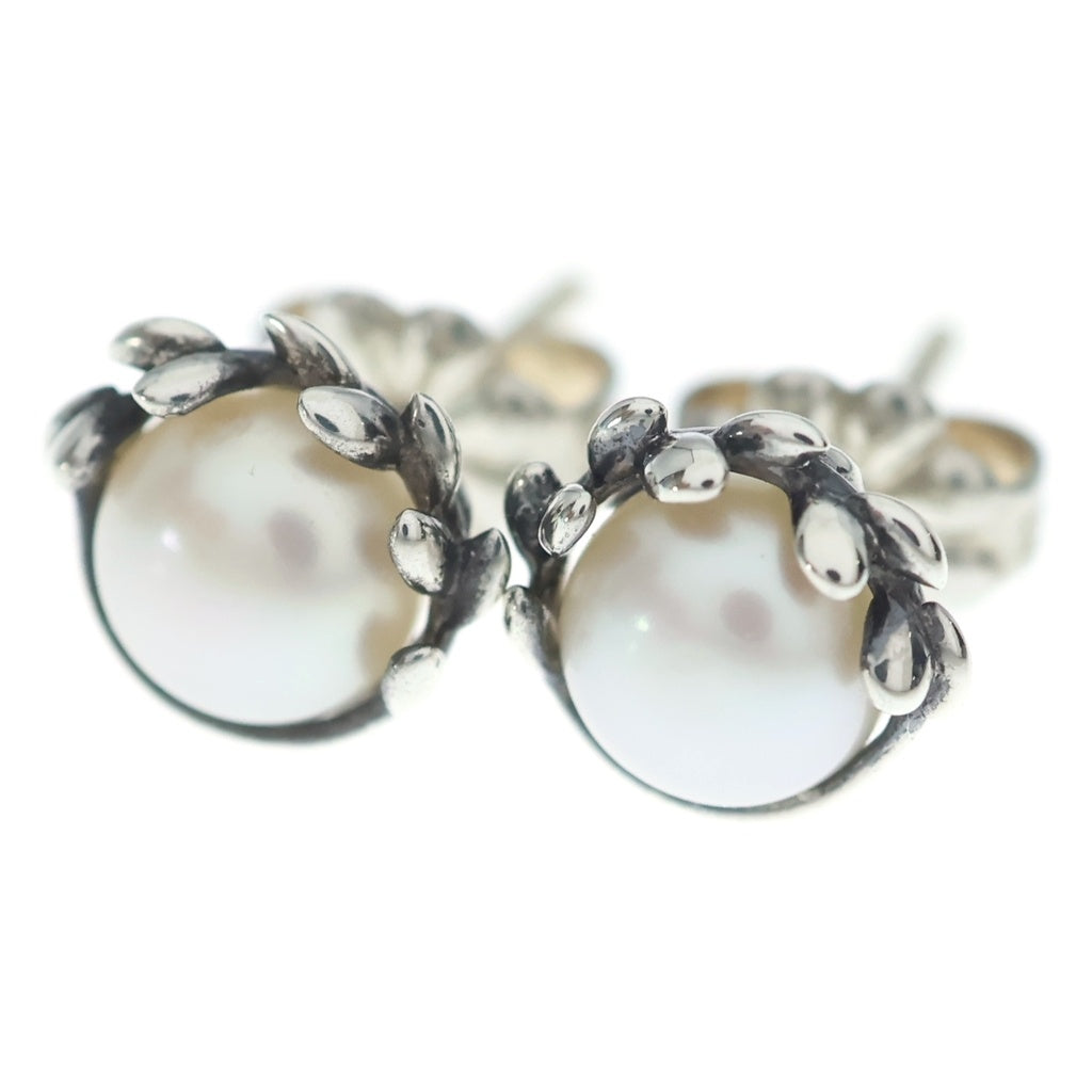 TIFFANY & Co.(ティファニー) オリーブリーフ パール ピアス シルバー×ホワイト Ag925 レディース