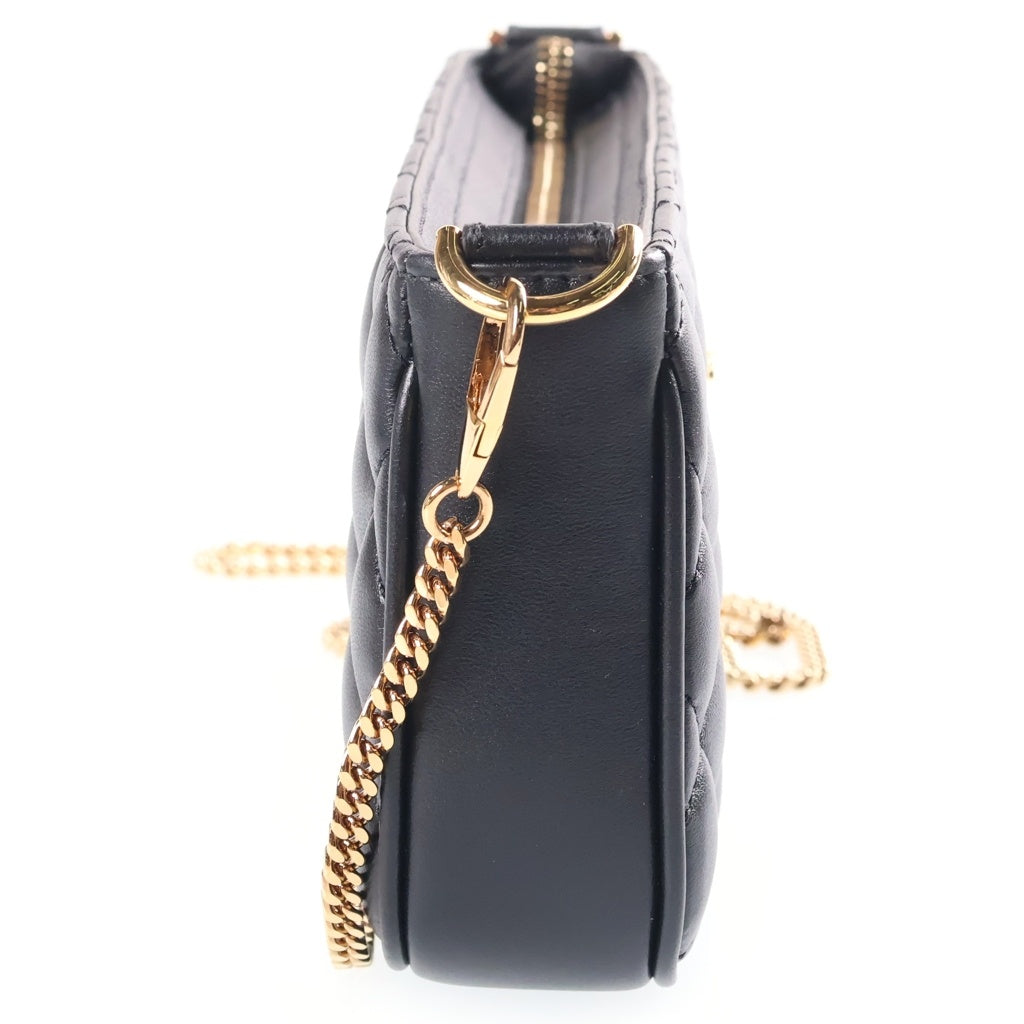 VERSACE(ヴェルサーチ) メドゥーサ チェーン ショルダーバッグ ミニバッグ ブラック レザー ゴールド金具 レディース