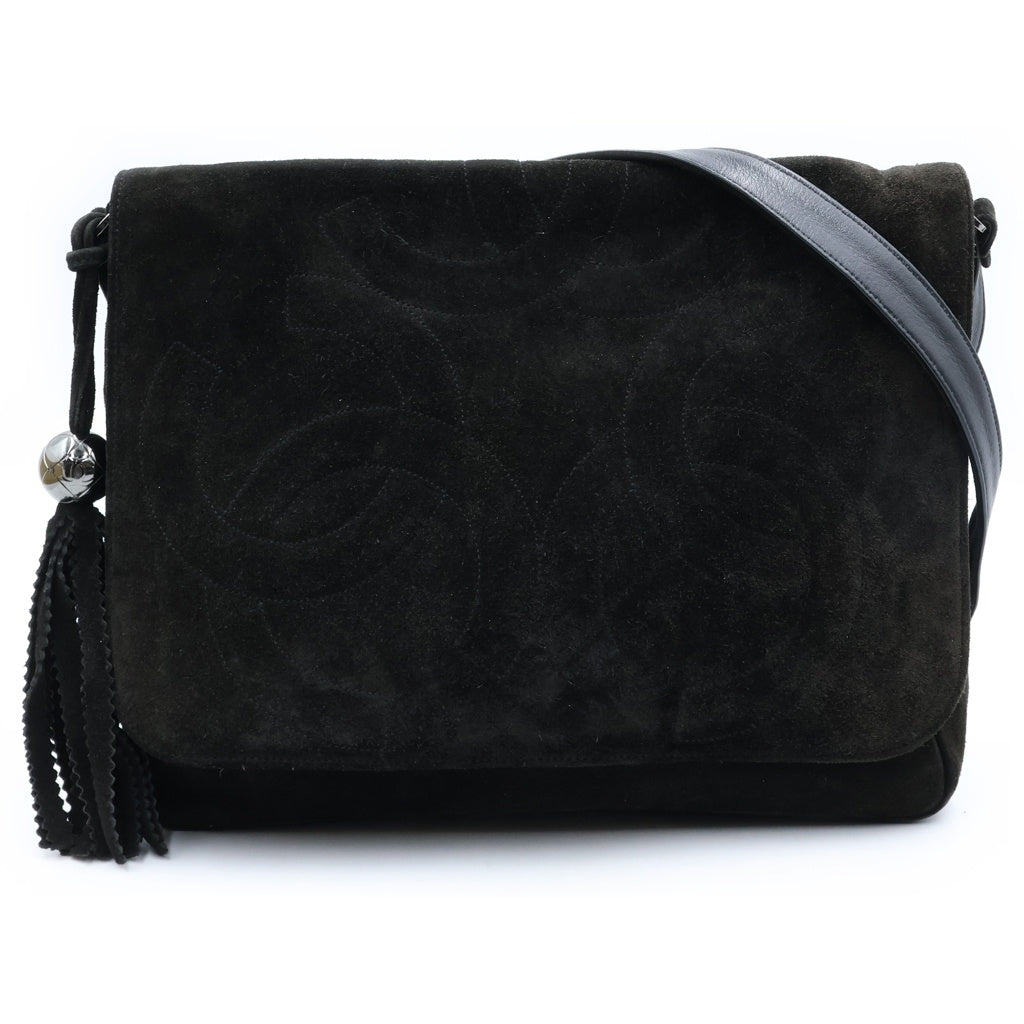 CHANEL(シャネル) トリプルココ タッセル ショルダーバッグ ブラック スエード シルバー金具 シール有 2番台 A3253524 レディース