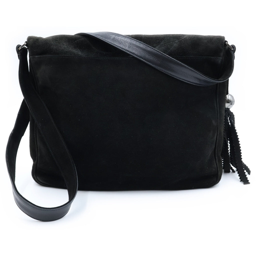 CHANEL(シャネル) トリプルココ タッセル ショルダーバッグ ブラック スエード シルバー金具 シール有 2番台 A3253524 レディース
