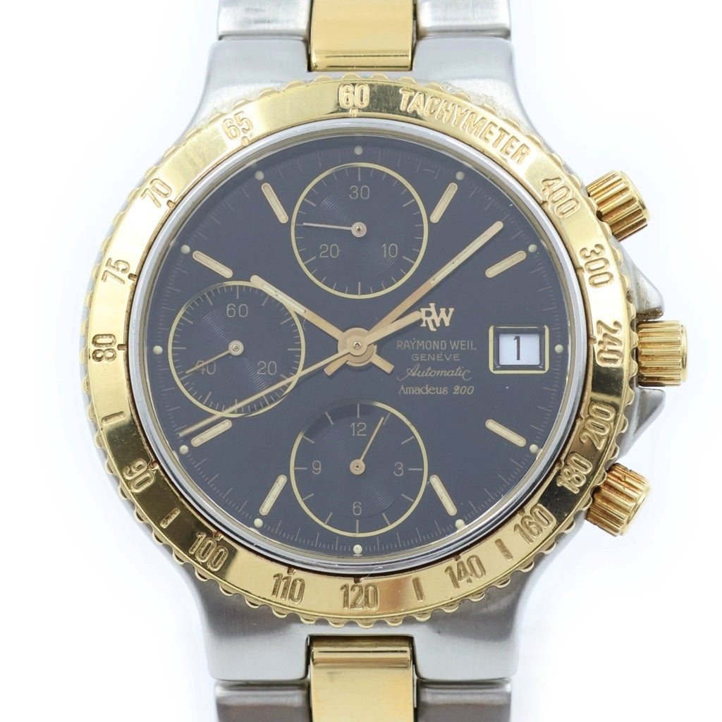 RAYMOND WEIL(レイモンド ウェイル) アマデウス 200 クロノグラフ 黒文字盤 SS/AT ステンレス オートマ 自動巻き 腕時計 7703