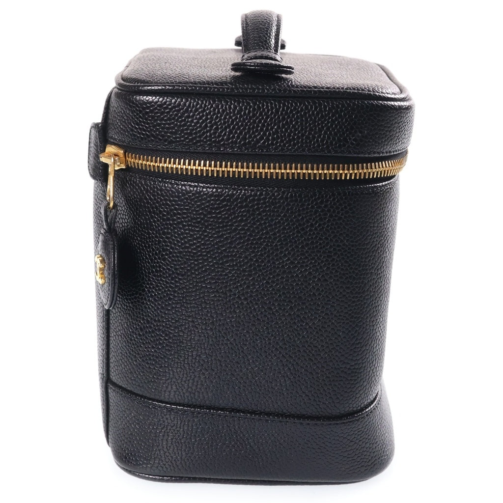 CHANEL(シャネル) ココマーク キャビアスキン ゴールド金具 バニティバッグ ハンドバッグ ポーチ 3番台 ブラック A01998 レディース
