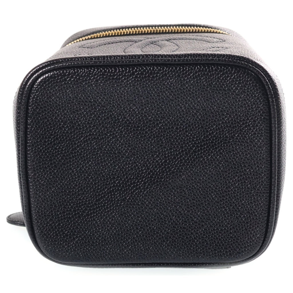 CHANEL(シャネル) ココマーク キャビアスキン ゴールド金具 バニティバッグ ハンドバッグ ポーチ 3番台 ブラック A01998 レディース