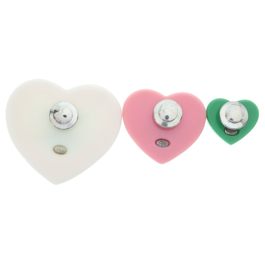 CHANEL(シャネル) ココマーク ハートピンブローチ ピンバッジ 3点セット ピンク×グリーン 04C レディース