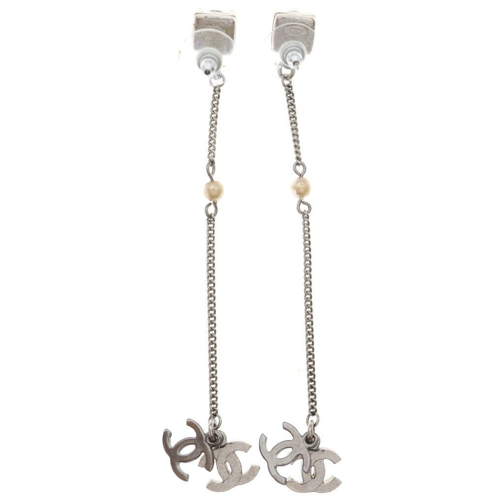 CHANEL(シャネル) ココマーク ピアス ラインストーン ドロップ フェイクパール シルバー 05P レディース