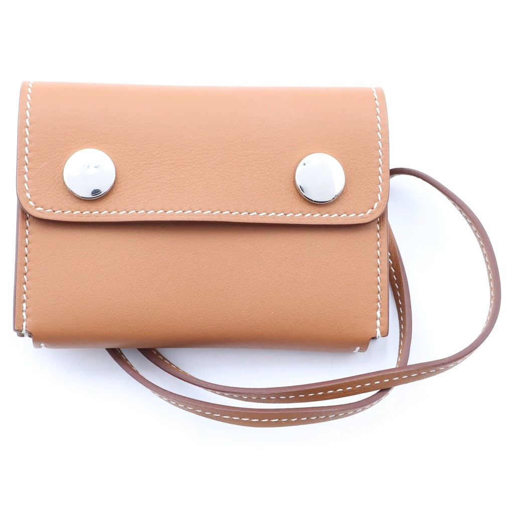 HERMES(エルメス) スナップカードホルダー チャーム ゴールド シルバー金具 スイフト W刻印 レディース