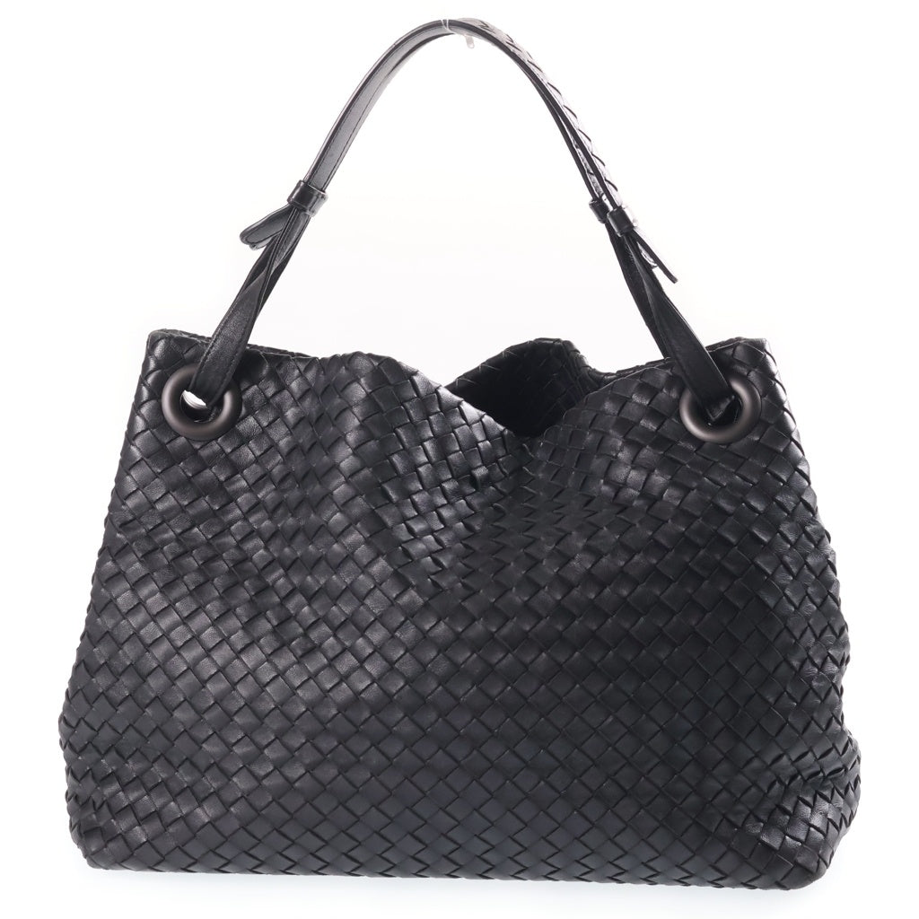 BOTTEGA VENETA(ボッテガヴェネタ) イントレチャート ガルダバッグ ミディアム ブラック レザー 179320 レディース