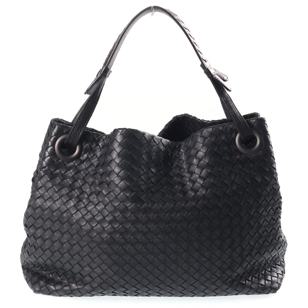 BOTTEGA VENETA(ボッテガヴェネタ) イントレチャート ガルダバッグ ミディアム ブラック レザー 179320 レディース